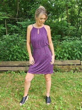 Banana Republic NWT Sleeveless Purple Geometric Print Halter Dress